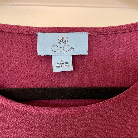 CeCe Plum Puff Sleeve Blouse Relaxed Fit - Picture 2 of 4